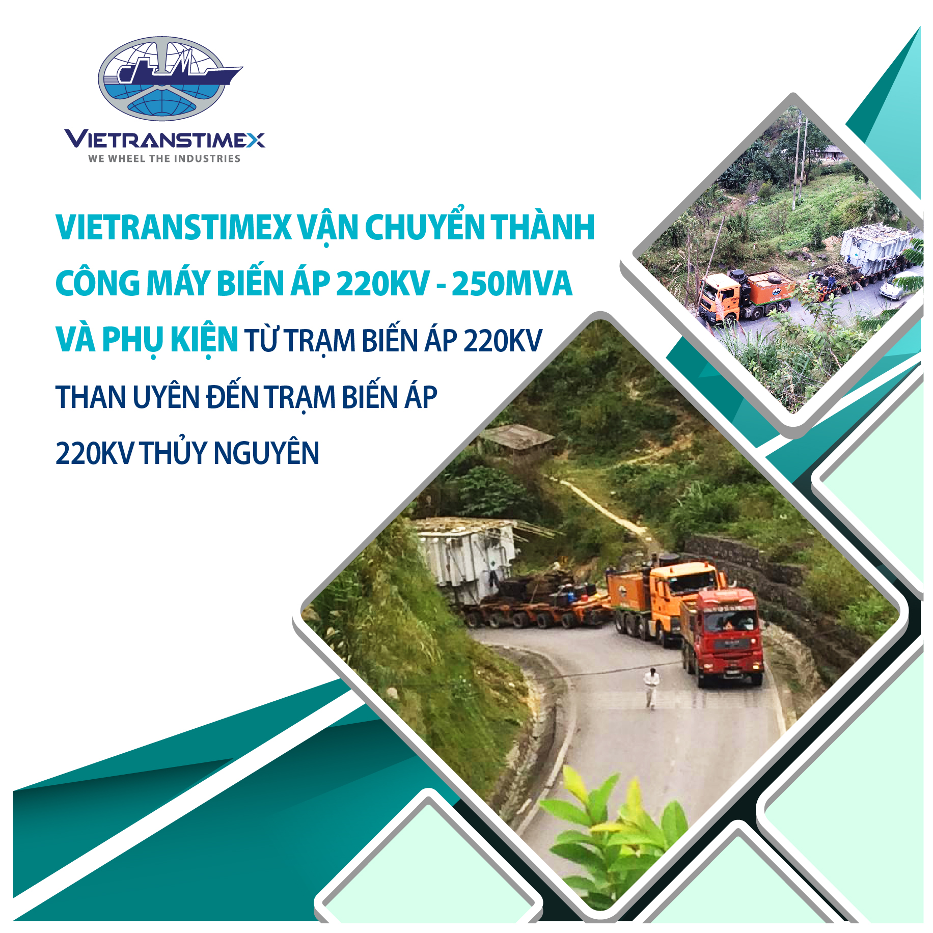 Vietranstimex Vận Chuyển Thành Công Máy Biến Áp 220Kv – 250MVA Và Phụ Kiện Từ Trạm Biến Áp 220kv Than Uyên Đến Trạm Biến Áp 220Kv Thủy Nguyên